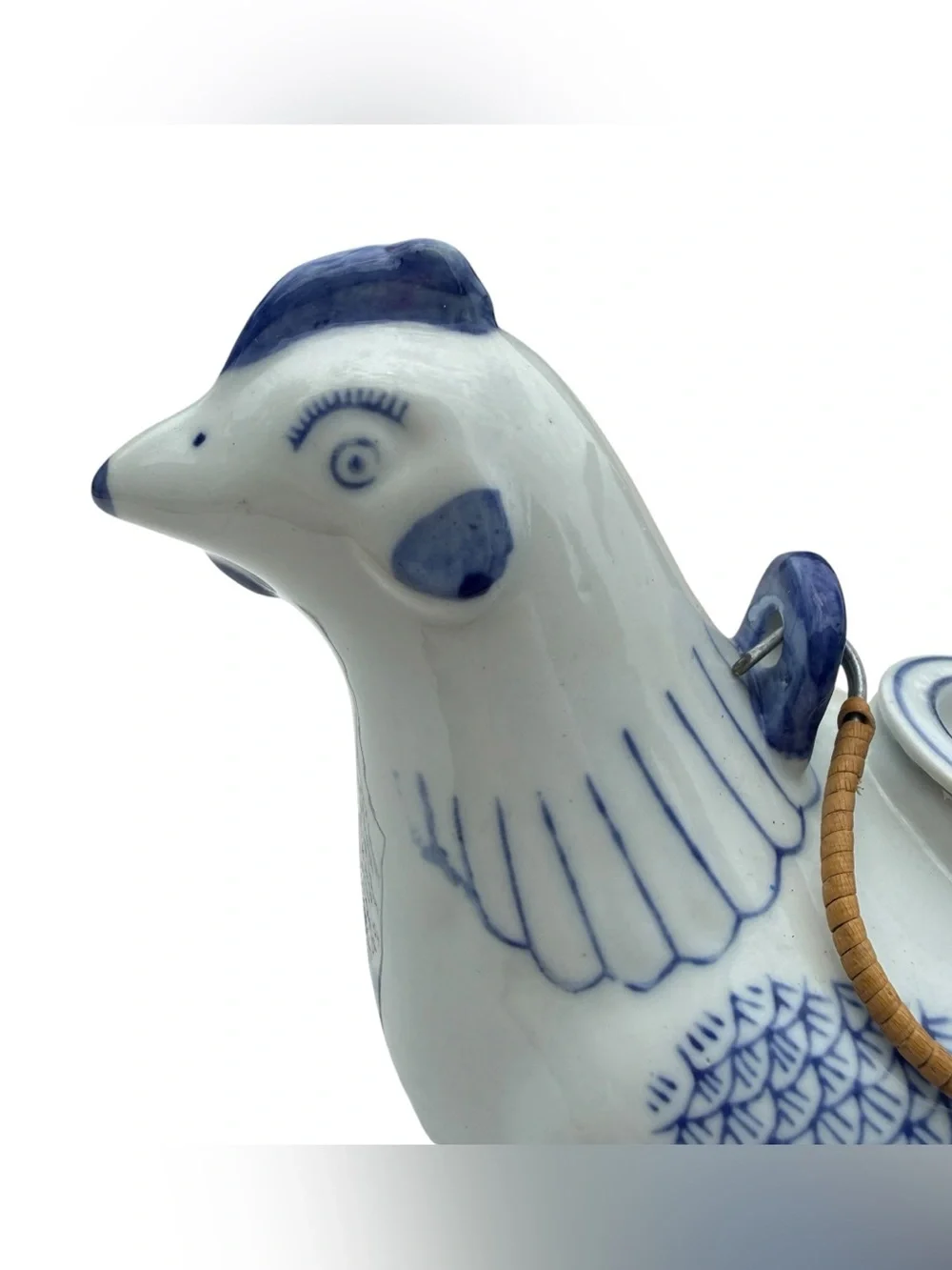 Williams Sonoma Grande Cuisine Blue White Chicken Bud Vase Chinoiserie Decor